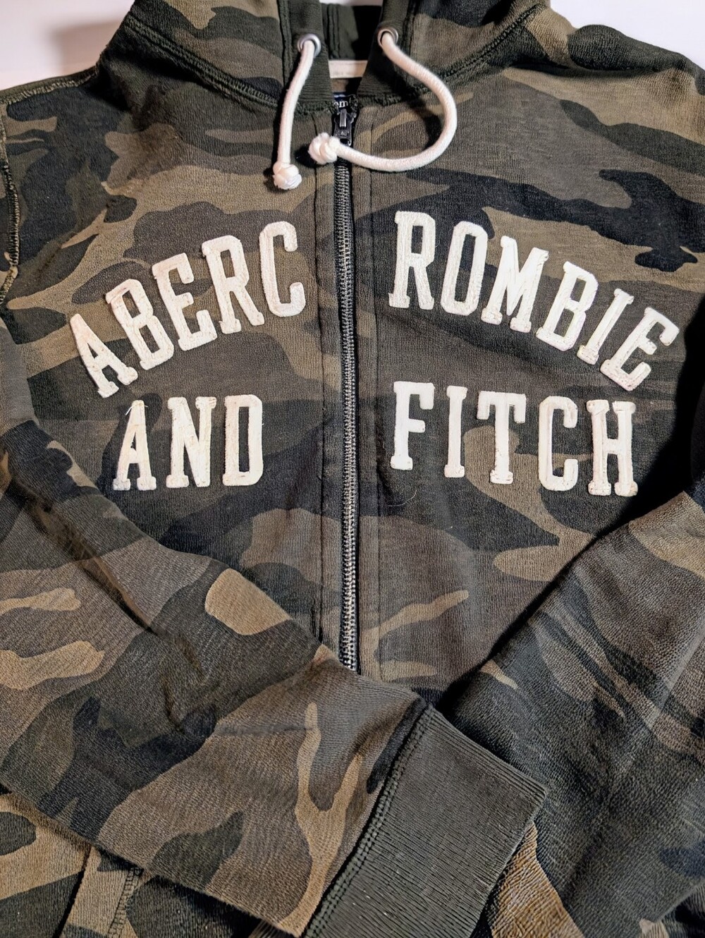 Abercrombie And Fitch Full Zip Hoodie Men's Size Large Camo 88% Cotton
